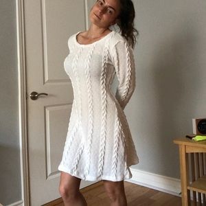 Small White Knit Long Sleeve Dress
